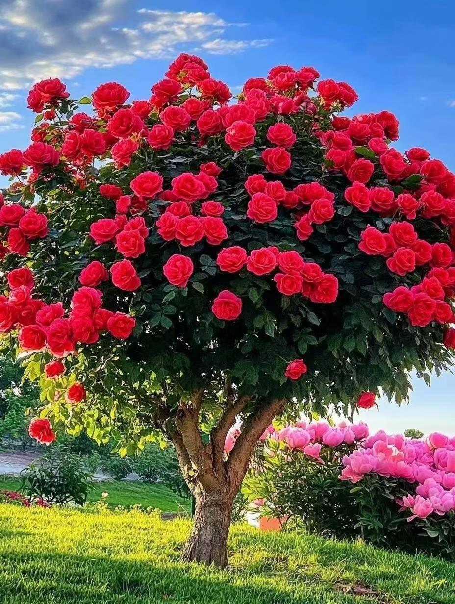 绚烂的玫瑰树，绽放出无尽的美丽与浪漫！🌹🌸