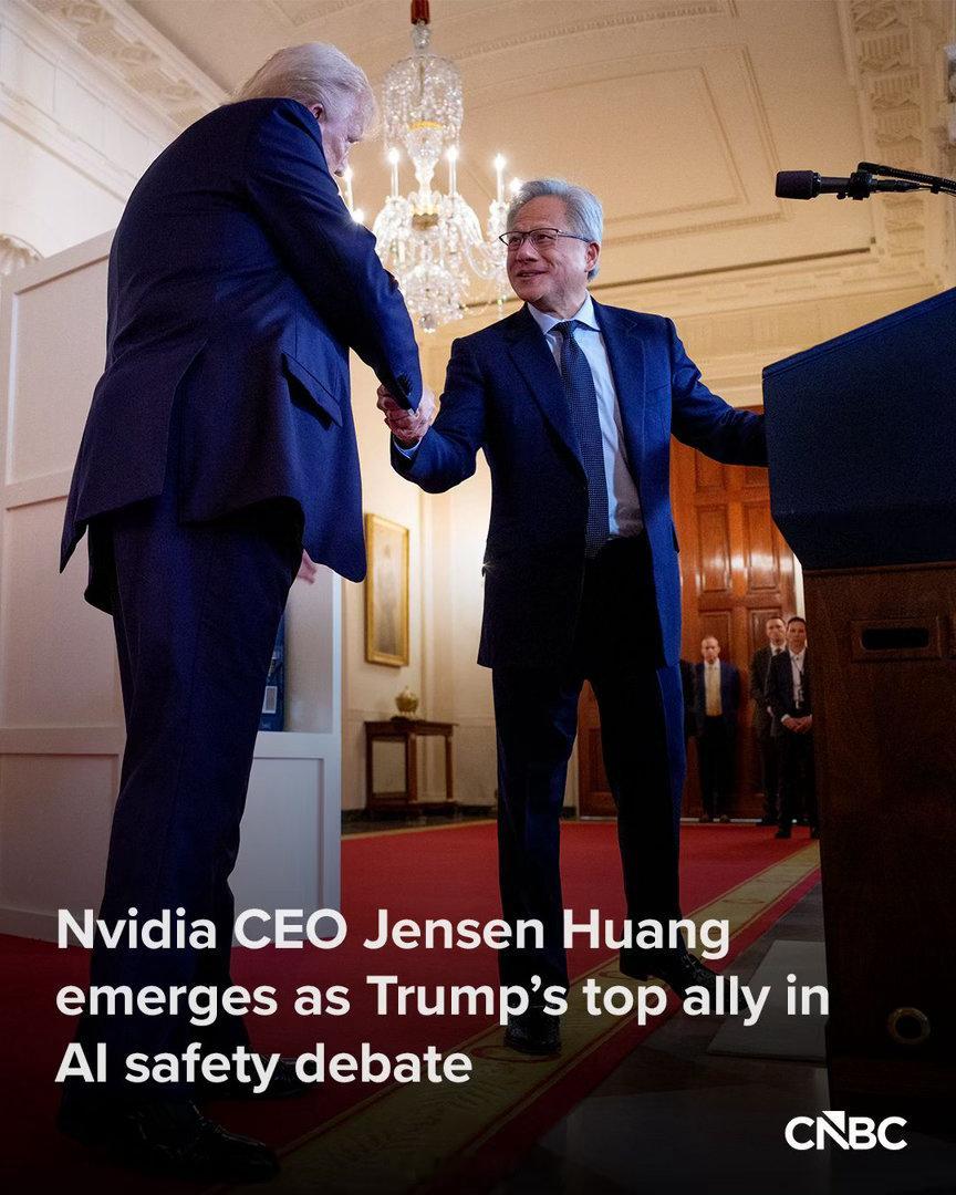 CNBC：黄仁勋正成为总统最信任的商界领袖尽管MetaCEO马克·扎克伯格和亚