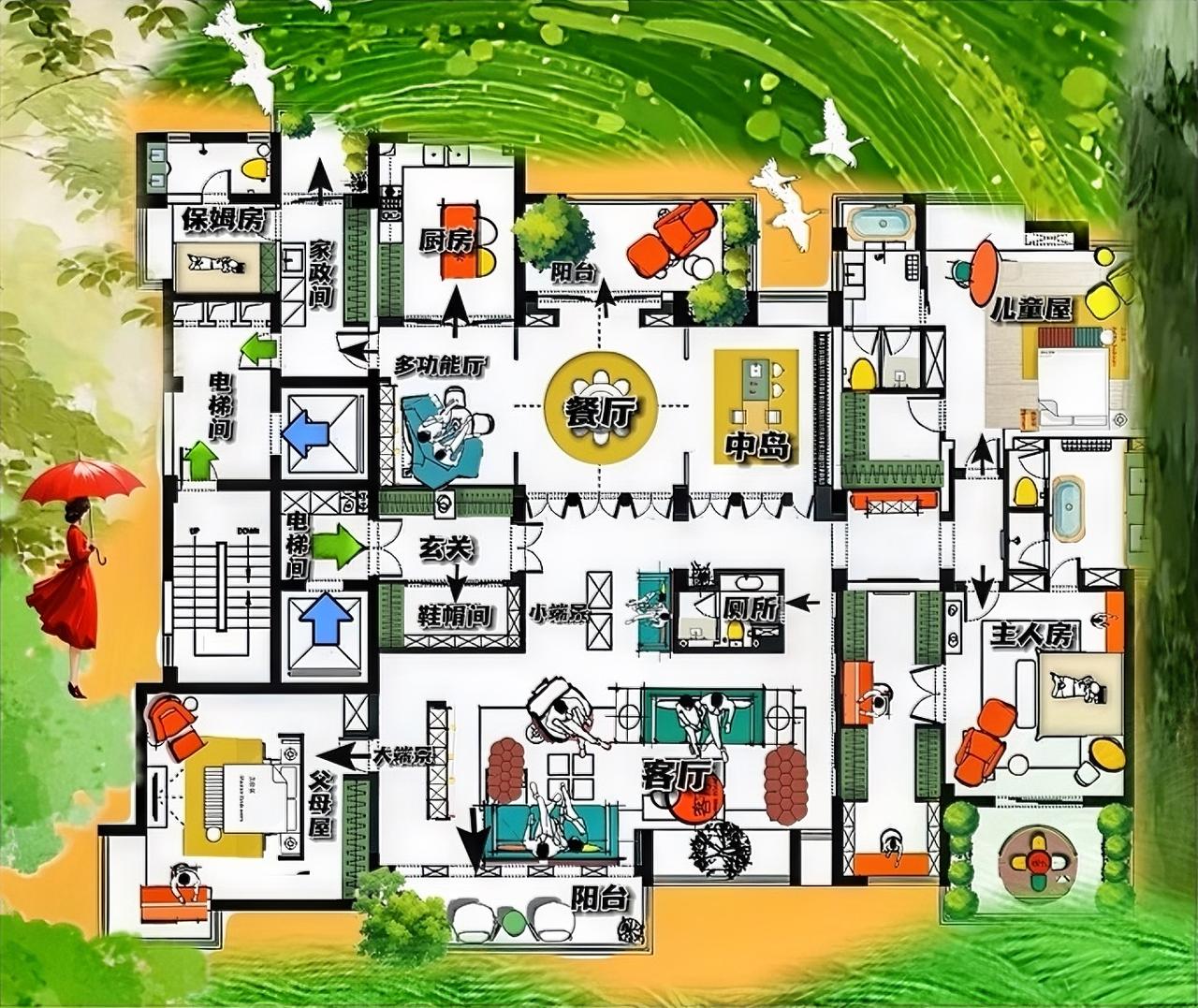 门，就像水中的鱼，打通大平层的五径六脉，用几句安慰词儿，动线嘠嘠好，布局很扎心儿