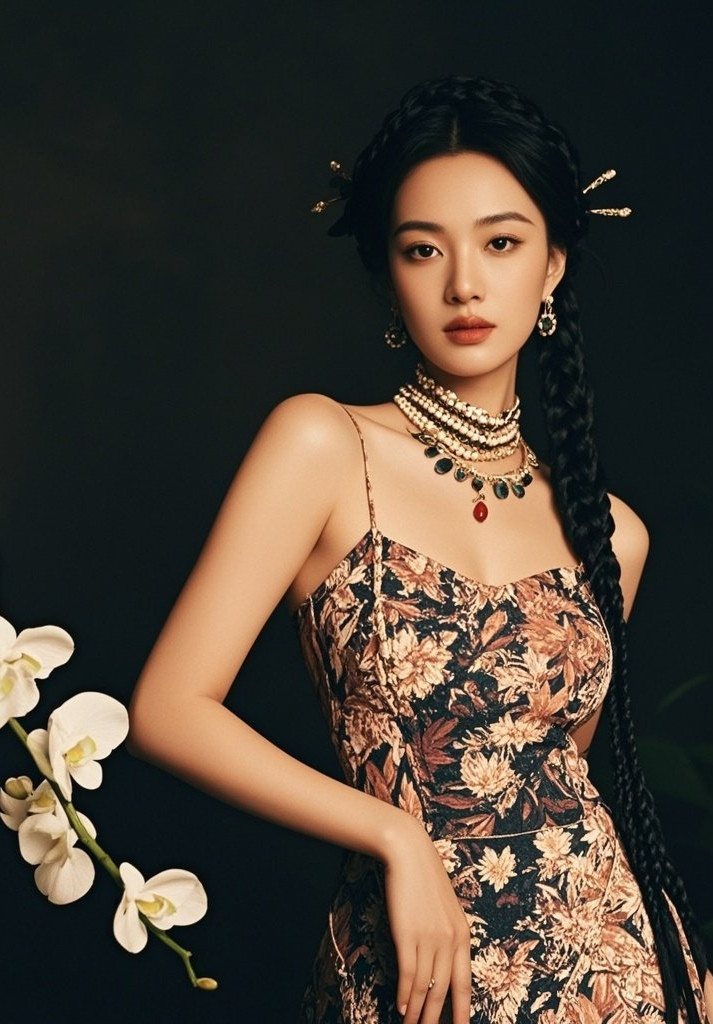 少妇旗袍韵无边，珠圆玉润胜天仙