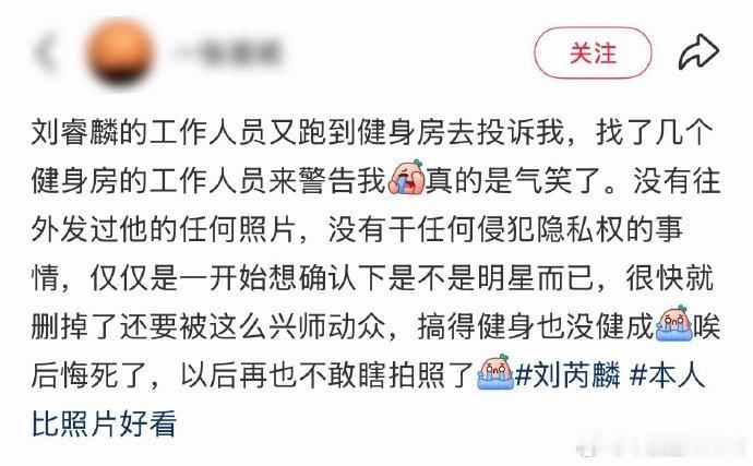 网友发帖上“偶遇明星拍照被骂了”，这帖子说是刘芮麟，结果评论区好多人力挺该网友说