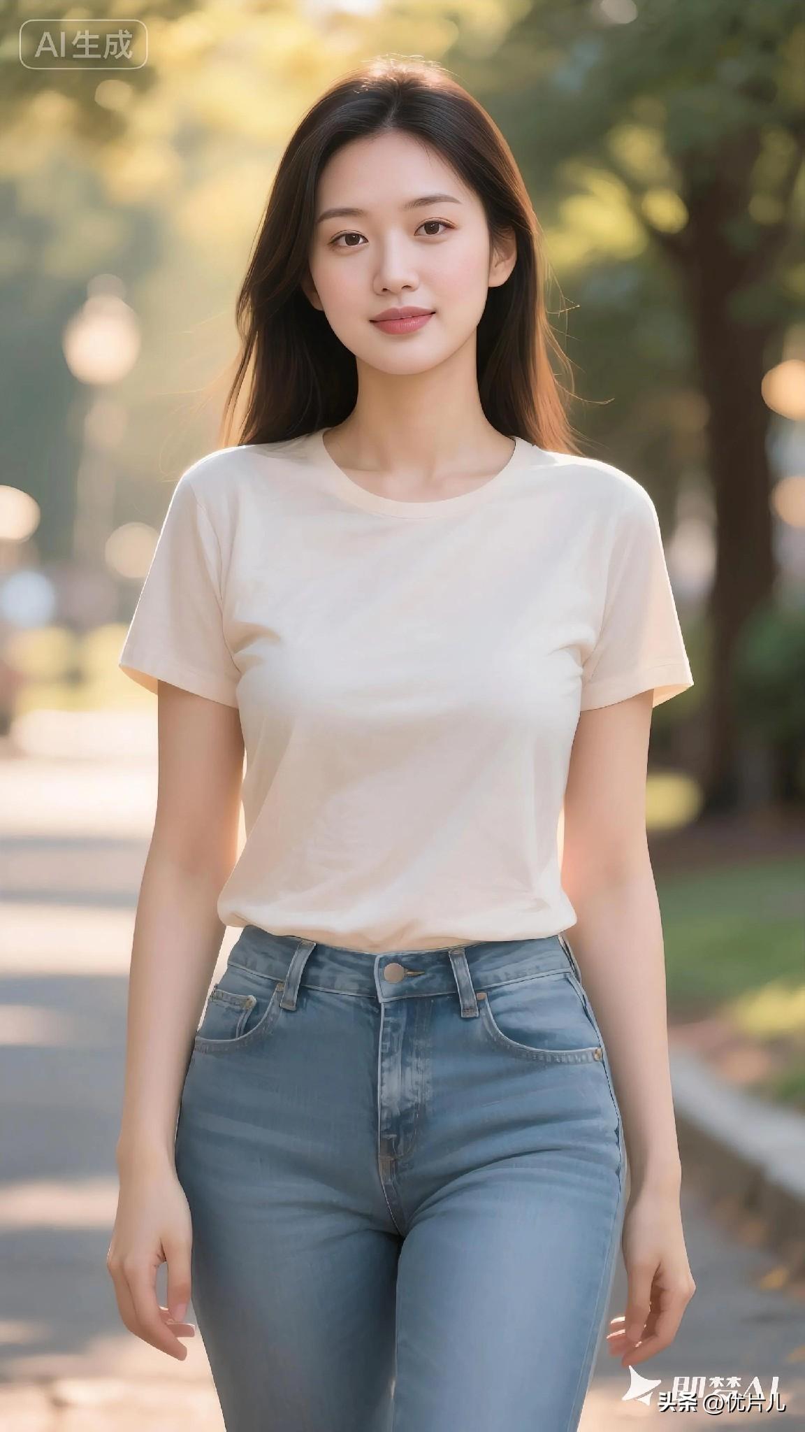 光落下来，衣摆轻晃，路在身后漫开，一切都软得像没苏醒的梦……氛围感美女松