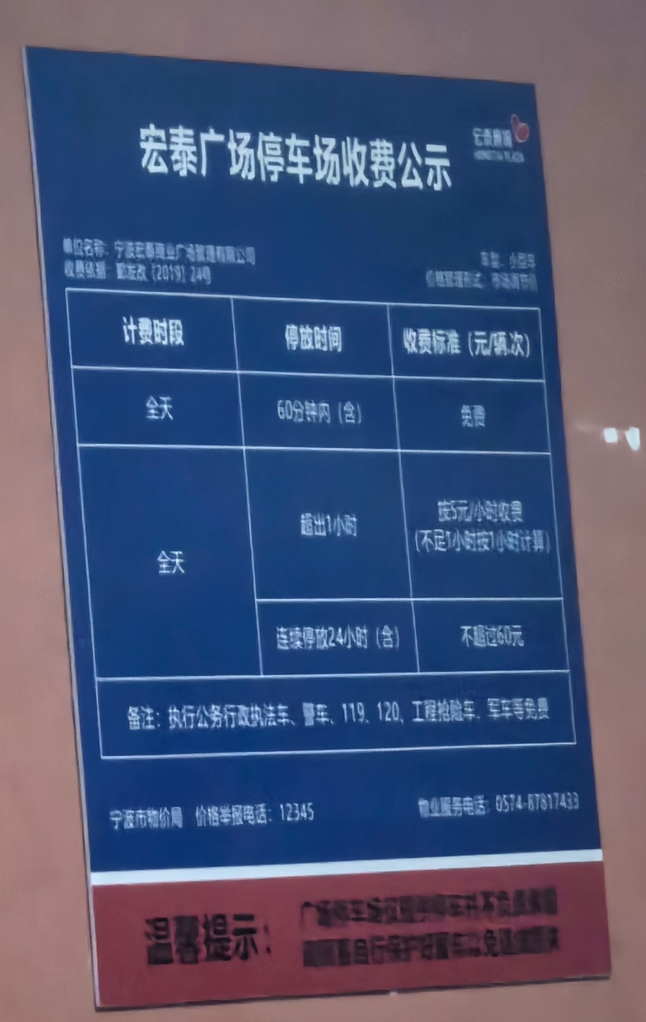 网友发现宁波宏泰广场停车费涨价了，大家去东部玩，一般都把车停哪里？网友“麦兜是只