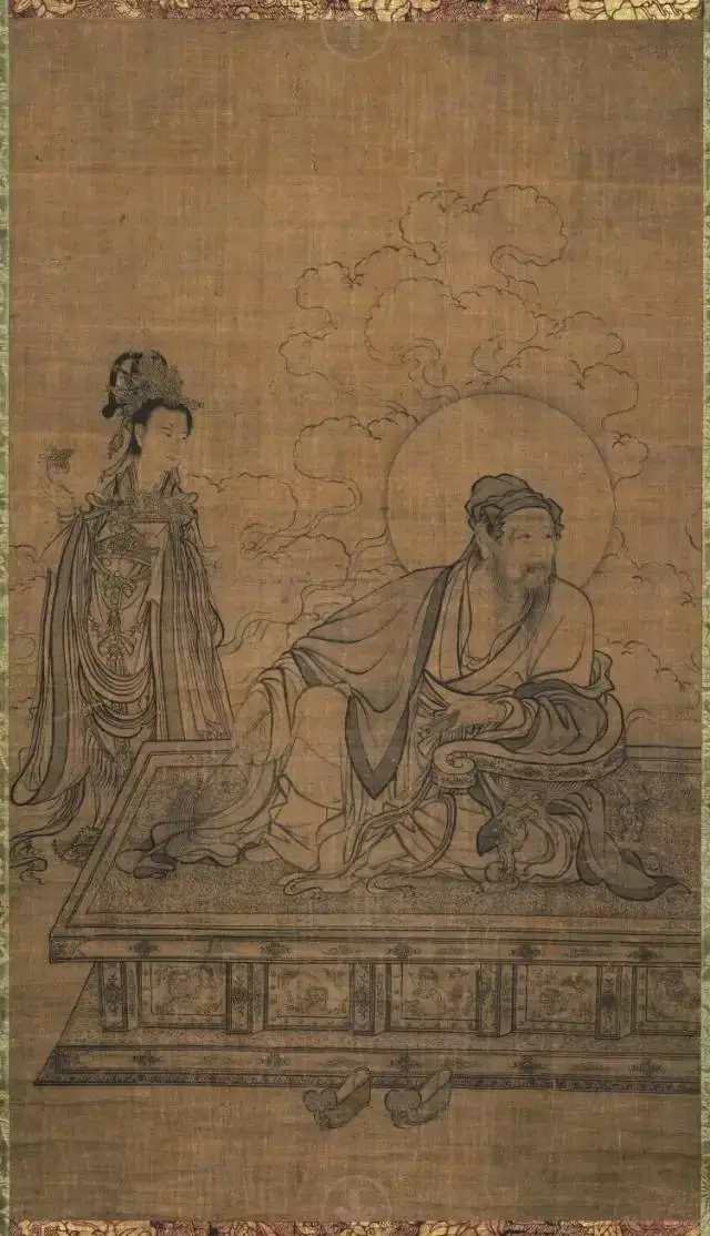 南宋佚名维摩居士图轴。维摩诘是印度毗耶离城的一个长者，与释迦是同时代的人。尝