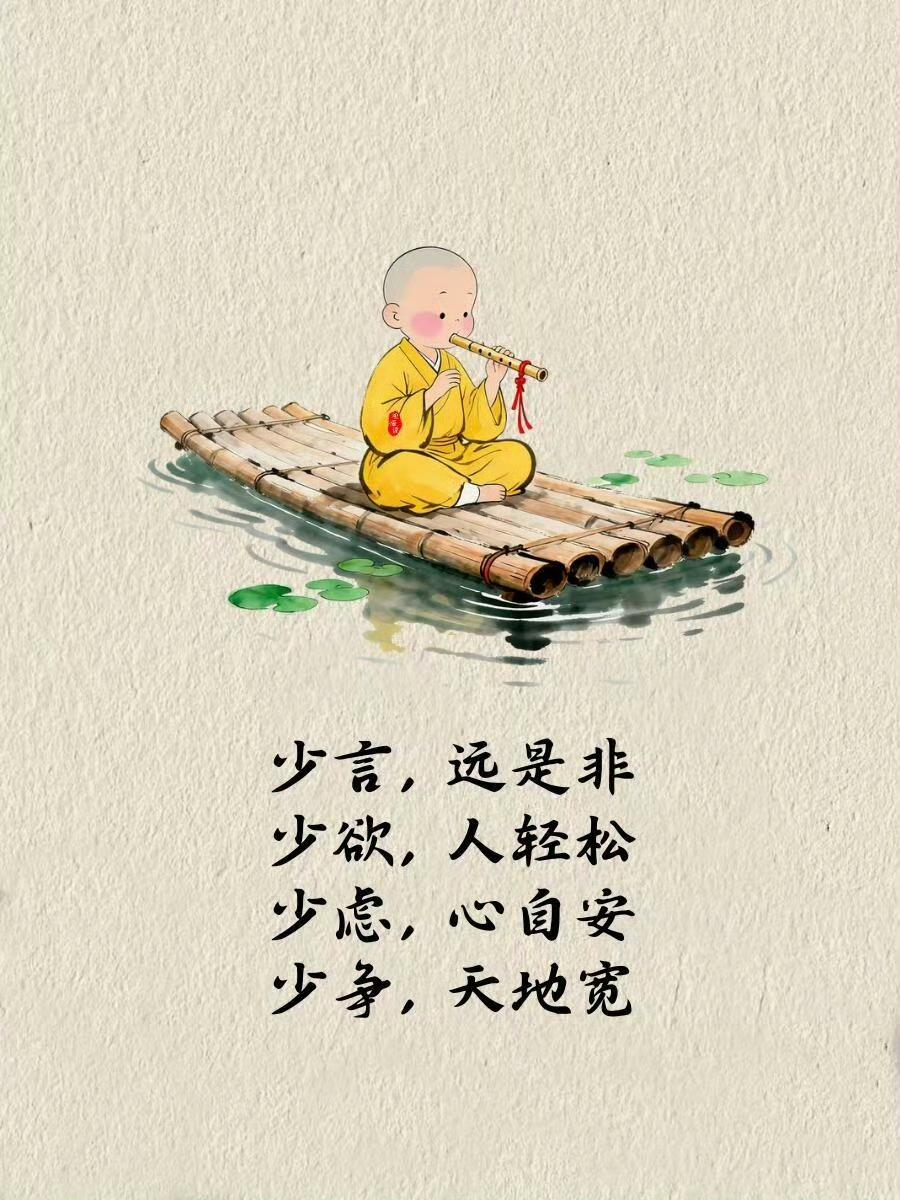 人生下半场，学会做减法少言，远是非少欲，人轻松少虑，心自安少争，天地