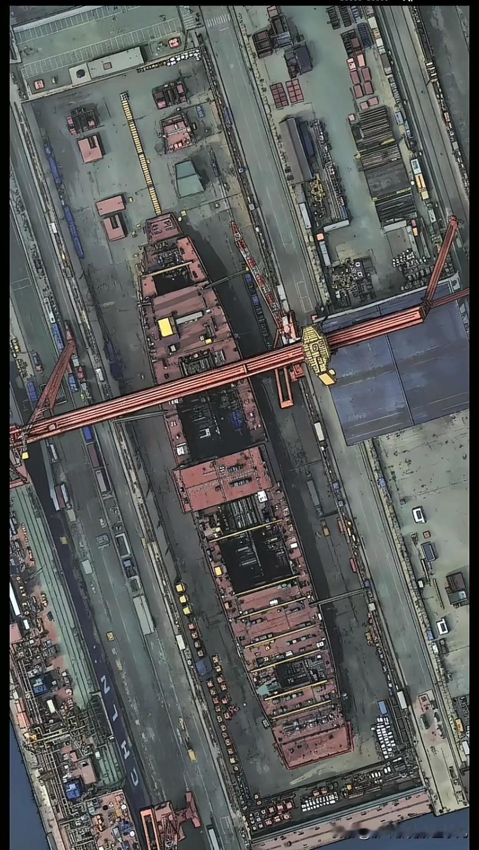 舰首又加了一块现在只能推测，尼米兹级水线长度380m，甲板全长为332m，从