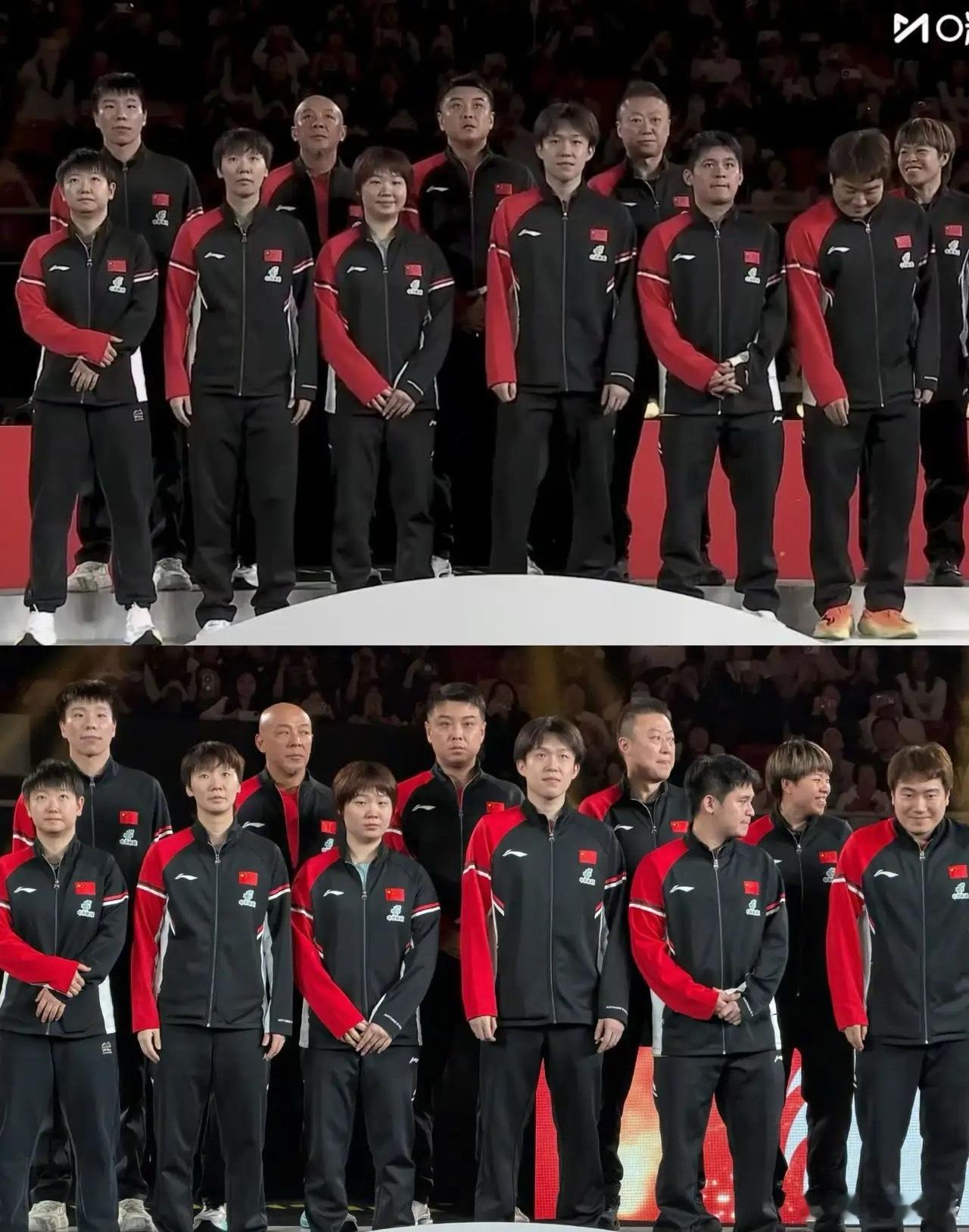 成都混团世界杯夺冠大合照，有一处很细节的地方，发现了吗？孙颖莎、王曼昱、蒯曼的站