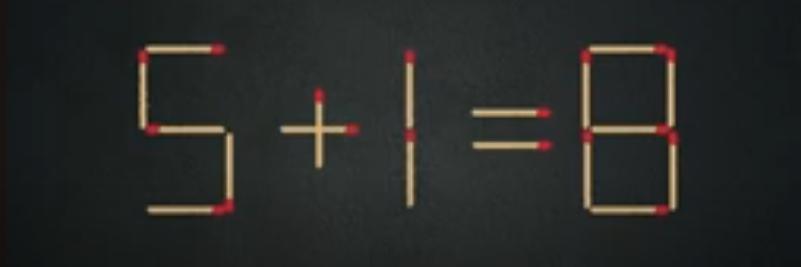 烧脑时刻到！图中几根火柴棒拼出的“5+1=8”等式显然站不住脚。现在