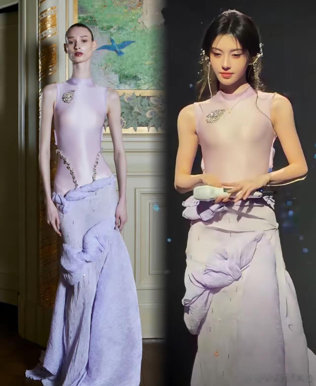 有句话不知道当不当讲高定未必完美无瑕就说鞠婧祎这身高定吧，颜色很美，但是并不适合