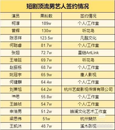 短剧顶流男艺人一大半以上是自己组建工作室，比如柯淳、何聪睿、赵振栋、何健麒、王浩