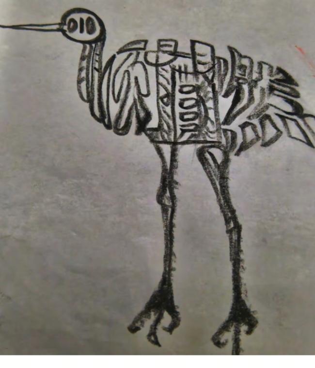 图中画面真给力；鸟类还属大鸵鸟；据说人骑没问题；边观赏来边猜字；全身隐藏