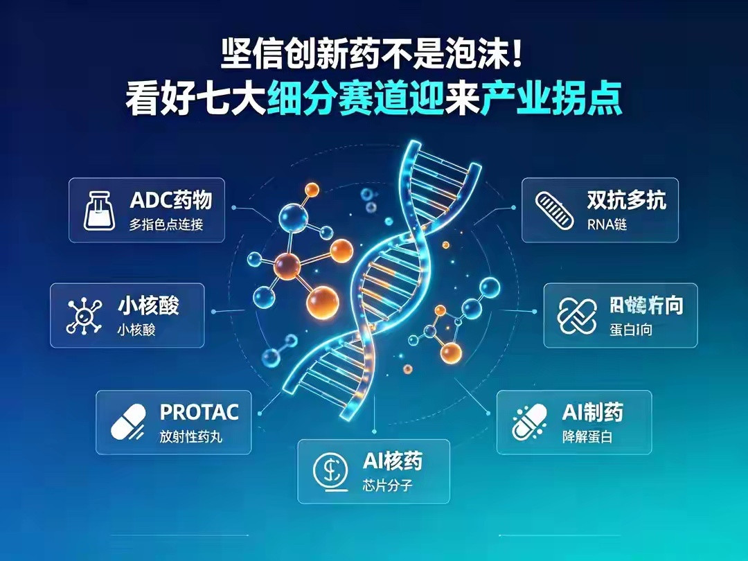 坚信创新药并非泡沫！七大细分赛道梯队梳理，产业拐点显现市场对创新药分歧巨大，一部
