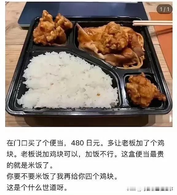 在日华人：老板，加点米饭。日本老板：米饭太贵了，何不食肉糜？一位在日华人感