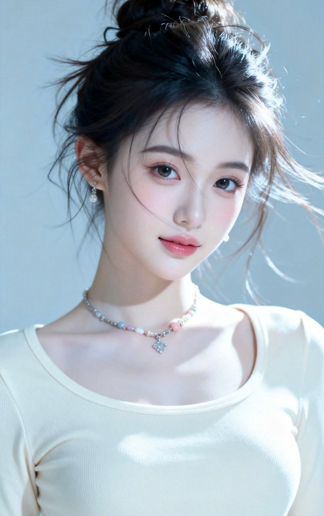 温柔甜美的少女，轻纱飘逸，梦幻般的美