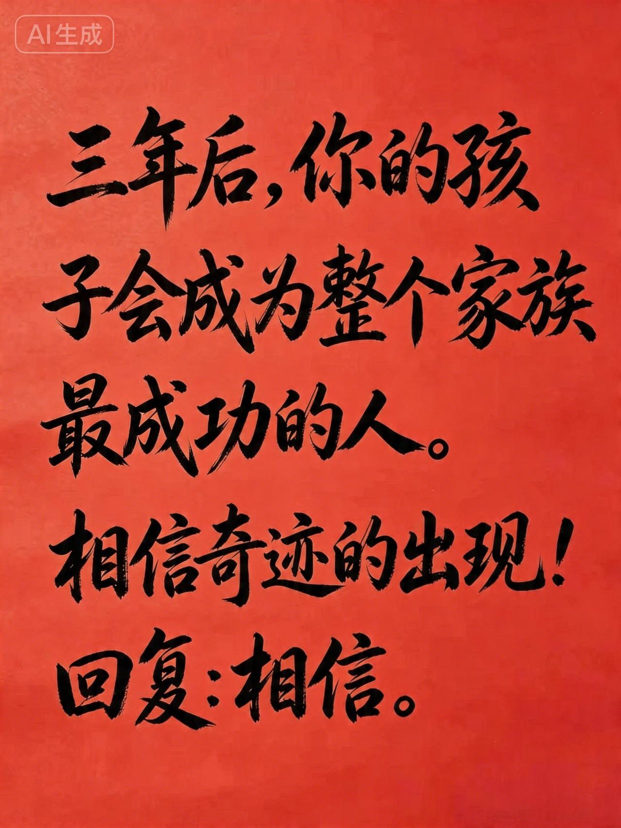 3年后你的孩子会成为家族里最成功的人，这不是玄学，是相信的力量你信不信？你心