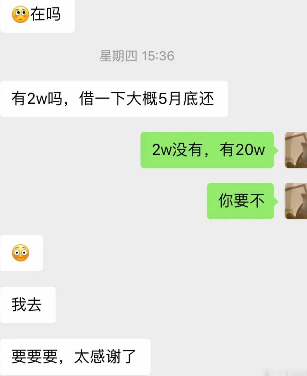 我只是借个20W给你而已！😄😄