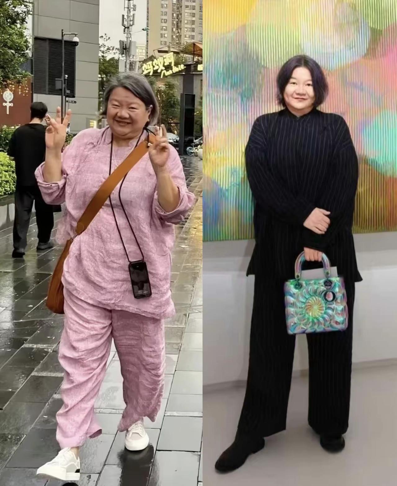 又发现一个突然瘦身成功且全面回春的案例：洪晃。如果说她之前是鸡皮鹤发老态龙钟