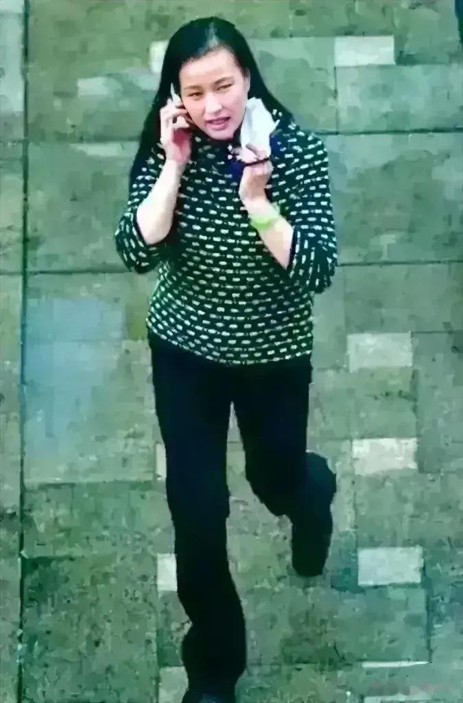2003年，50多岁的刘晓庆走出了看守所，她一边拿着翻盖手机打电话，一边拿着白色