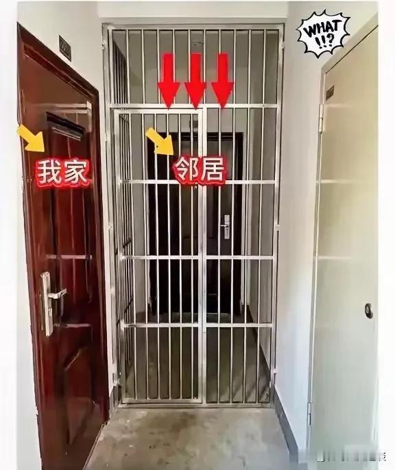 邻居家这样做，占用公摊面积太过分了啊。你学家在不打招呼的情况下，把两家的公共过道