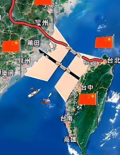 “直接把海填平这招太绝了，一劳永逸搞定台湾问题！十万辆渣土车白加黑连轴转，几万台