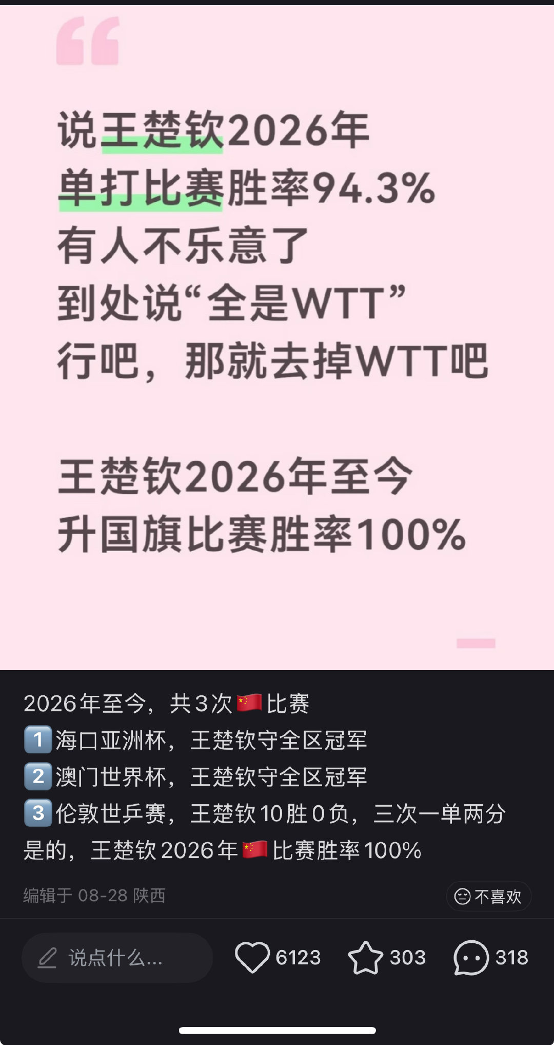 我去不早说[惊恐]原来王楚钦这么厉害​