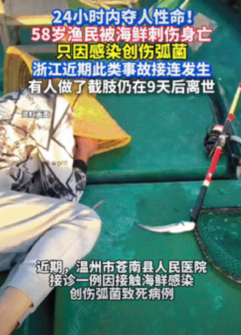 悲剧还是发生了！浙江温州，一男子不慎被海鲜给刺伤，可他却没太在意，不料，还没多长