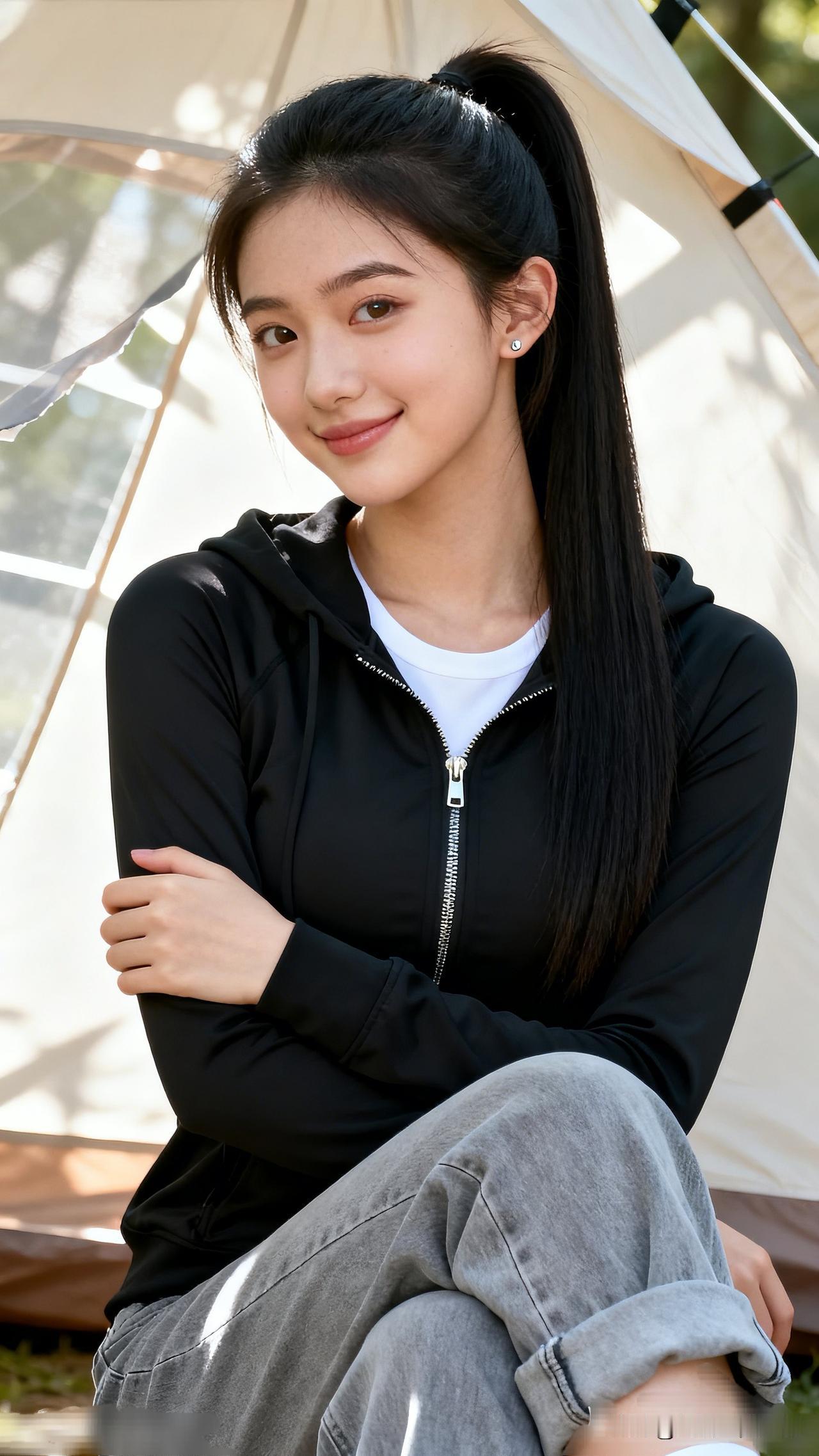 笑靥如花，静坐帐中。超赞街拍快来分享街拍心动瞬间吧！户外露营穿搭指南，轻松自在