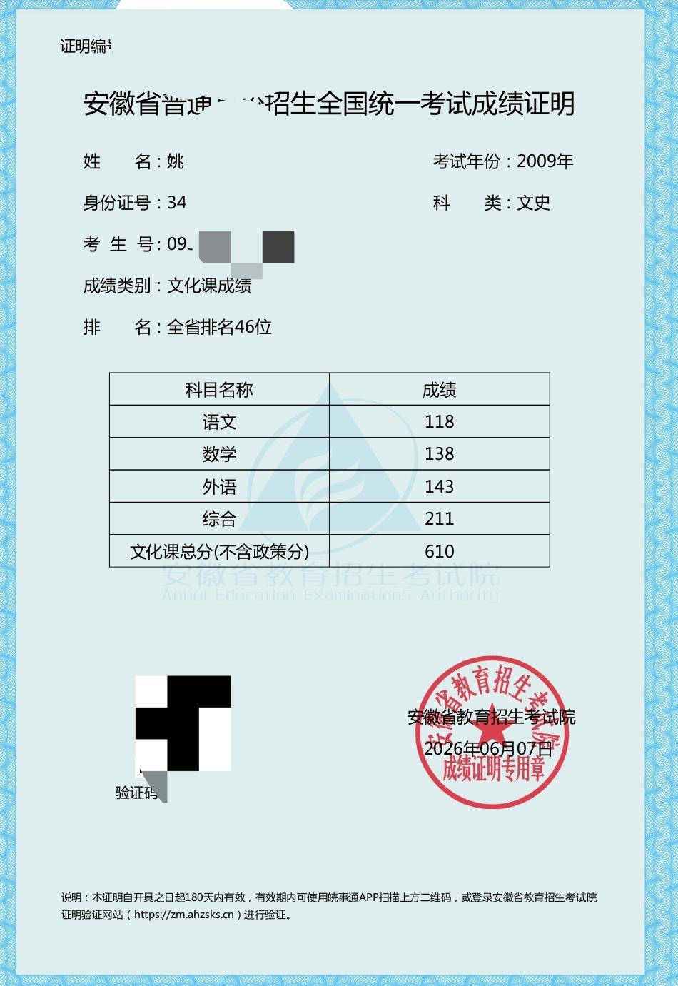 6月7号，今天是高考的第1天，再次回顾一下自己的高考成绩。虽然说现在的社会和评价