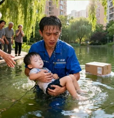 浙江一快递员跳河救落水小孩，弄湿客户名牌包被索赔8万，谁料，孩子爷爷拿出一张卡，