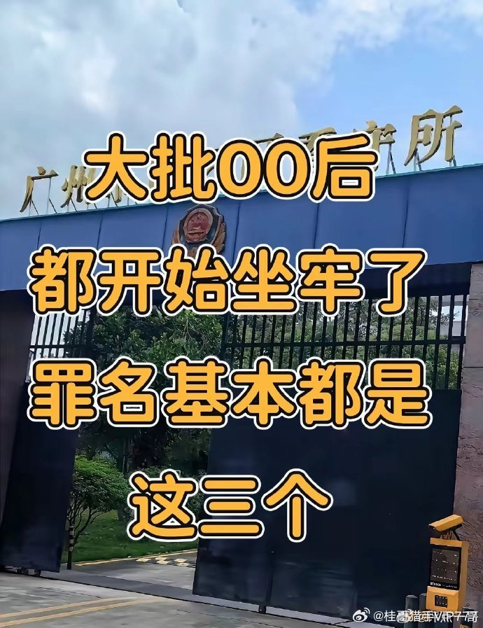 大批00后都开始坐牢了，罪名基本都是这三个在看守所会了个当事人，心情很是沉重。一