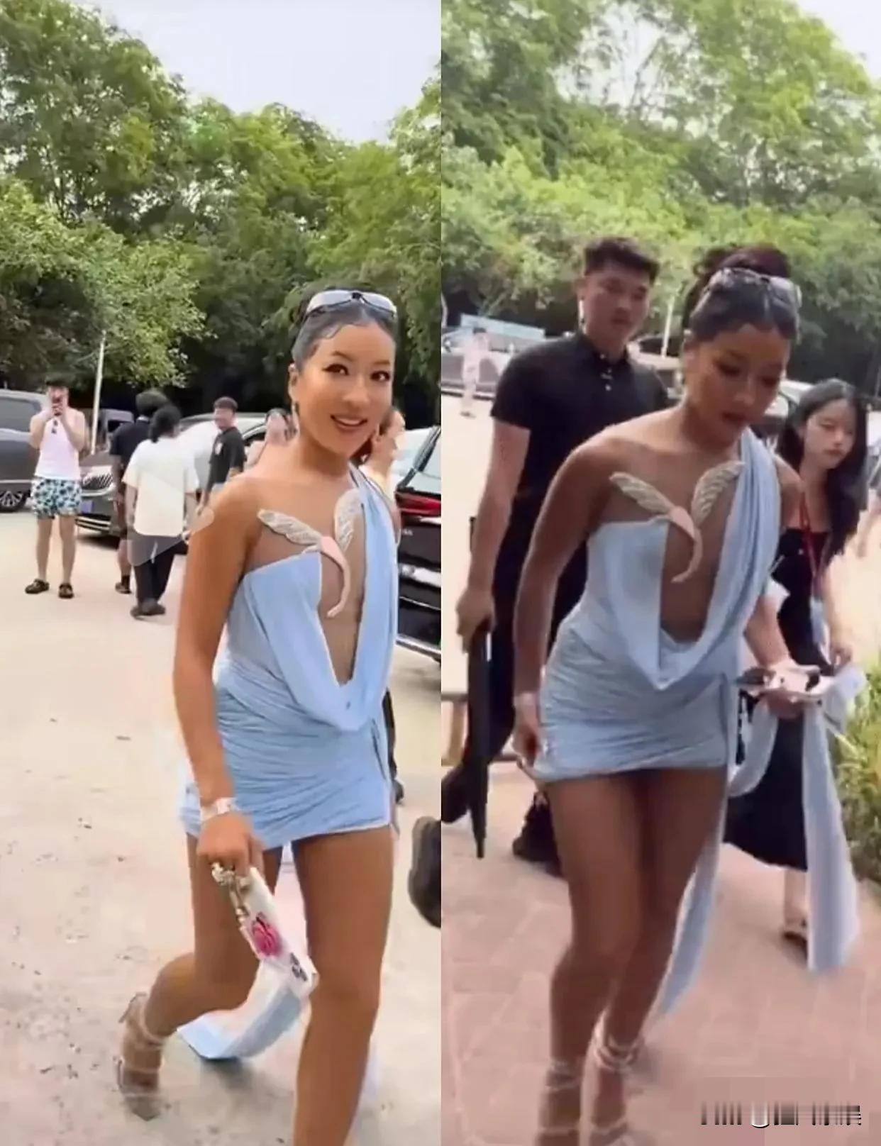吉克隽逸，惊掉下巴！大家看吉克隽逸旳造型了吗？被她的裙子惊到了，她的裙子短到