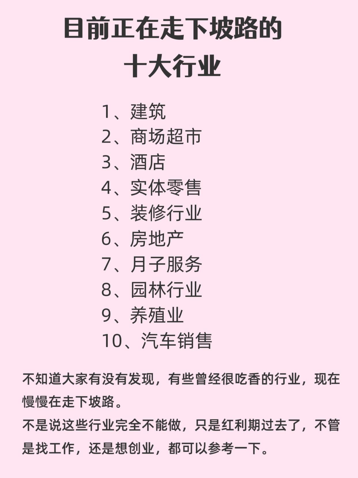 正在走下坡路的十大行业！别的行业不说，跟建筑房地产相关的行业，还是知道一二的