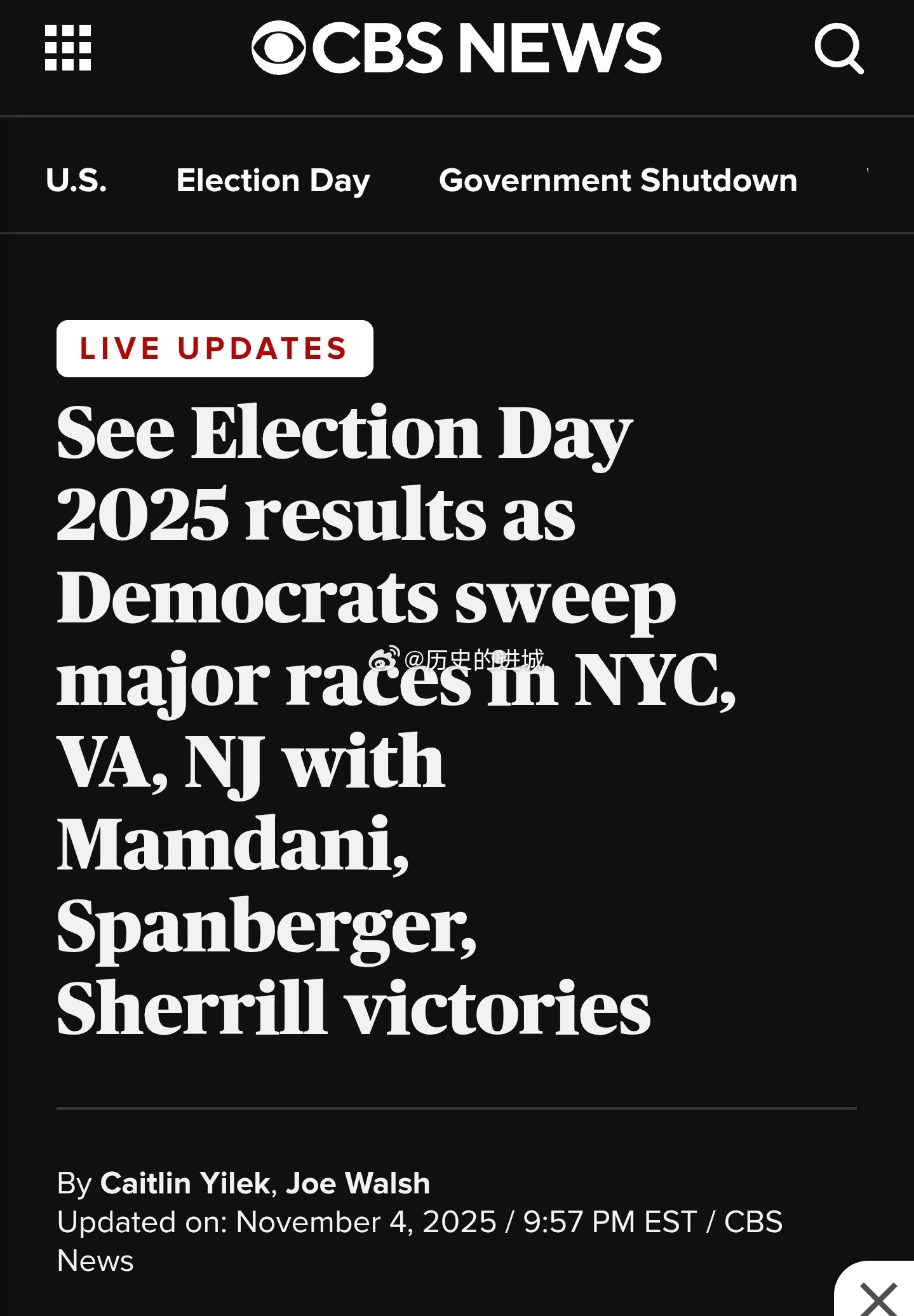 除了纽约市，弗吉尼亚和新泽西星期二也将举行州长选举，这将被视为更关键的指标，用以