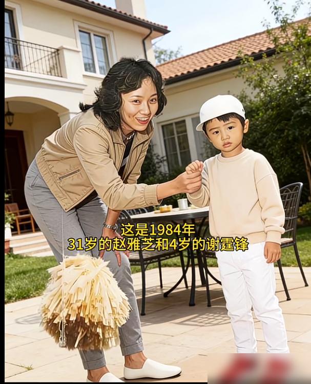 31岁的赵雅芝牵着一个刚学会走路的4岁小屁孩。你肯定猜不到，这个可能还流着鼻涕的