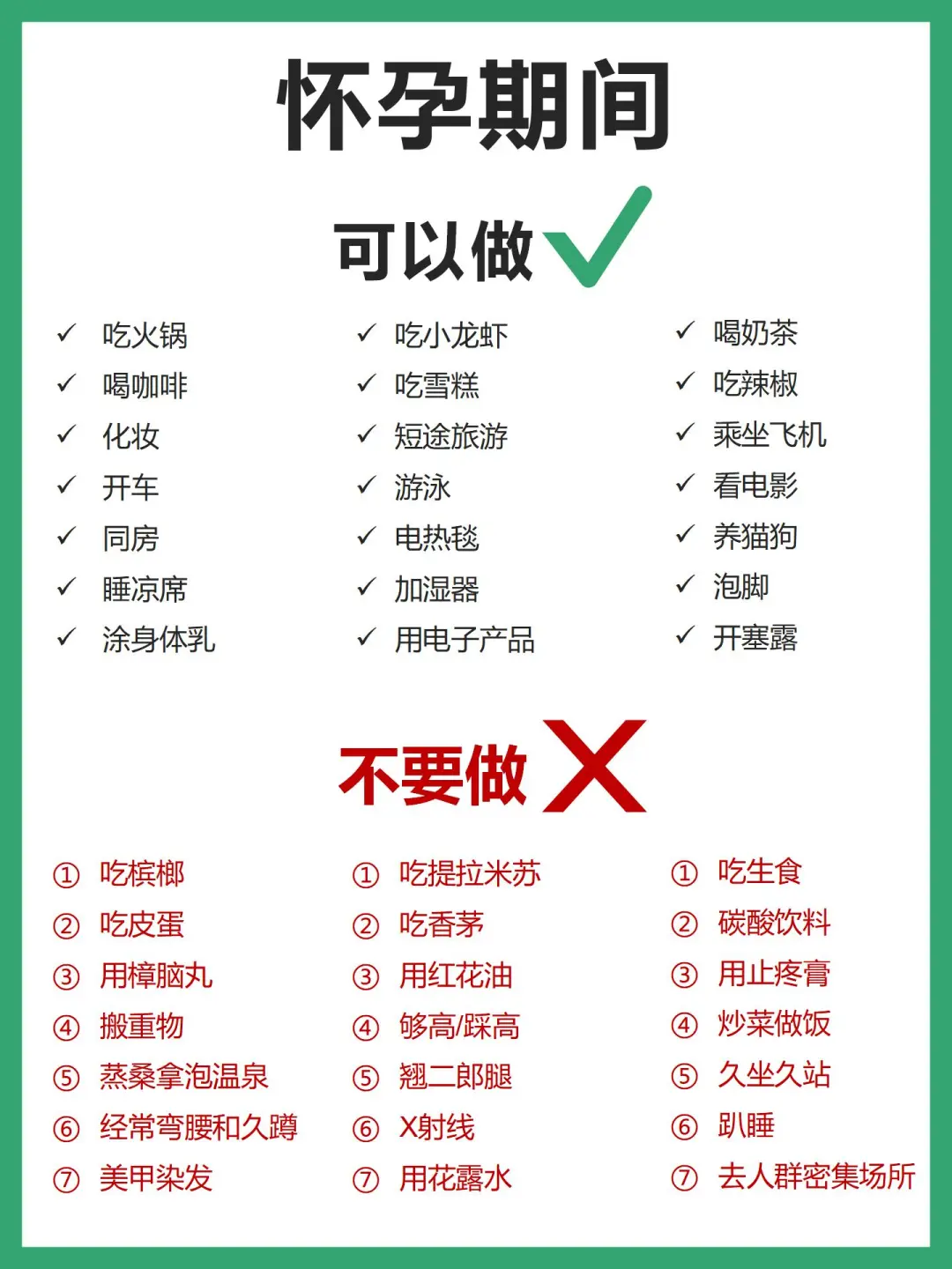 孕期哪些行为✅哪些行为❌，孕妈妈要记住