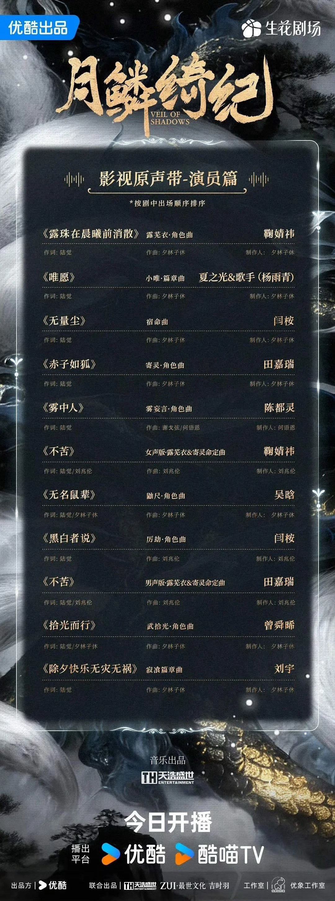 鞠婧祎陈都灵《月鳞绮纪》ost阵容，什么水平？