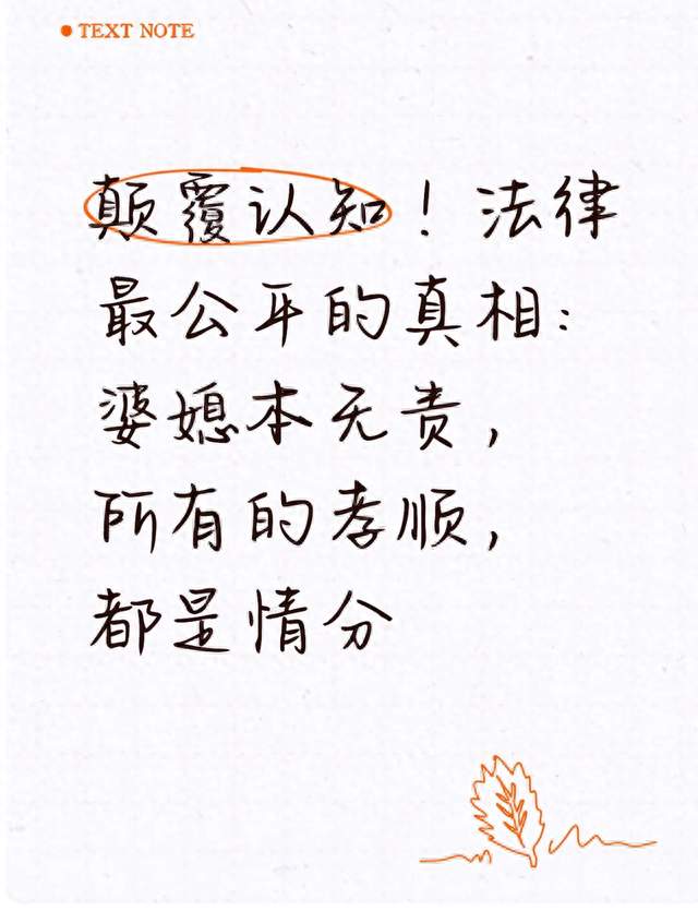 颠覆认知! 法律最公平的真相: 婆媳本无责, 所有的孝顺, 都是情分