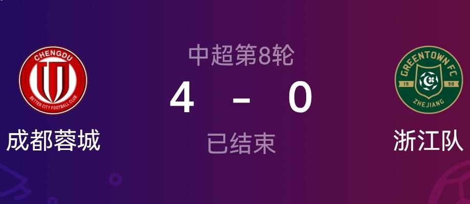 蓉城不要以为4-0就高枕无忧了！4-0战胜浙江队也只能拿到三个积分，只能说本轮中