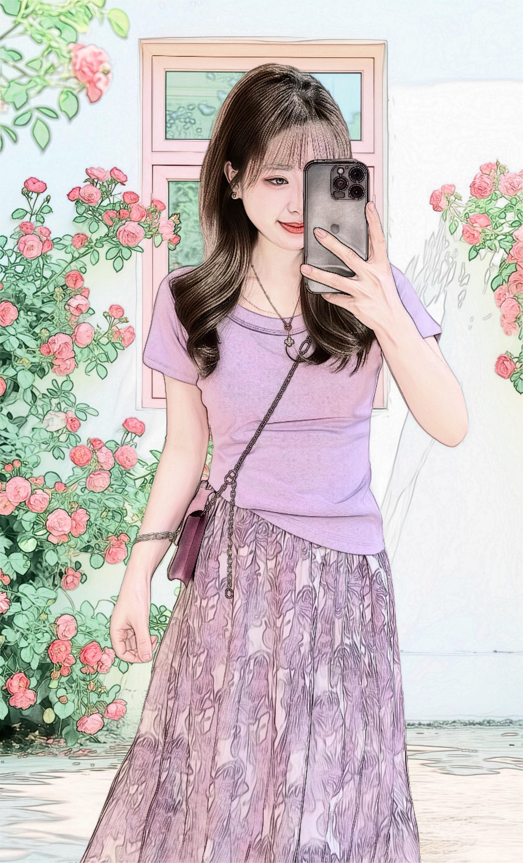 邂逅夏日浪漫 | 紫色碎花裙套装～宝子们，挖到一套夏季套装！浅紫色圆领...