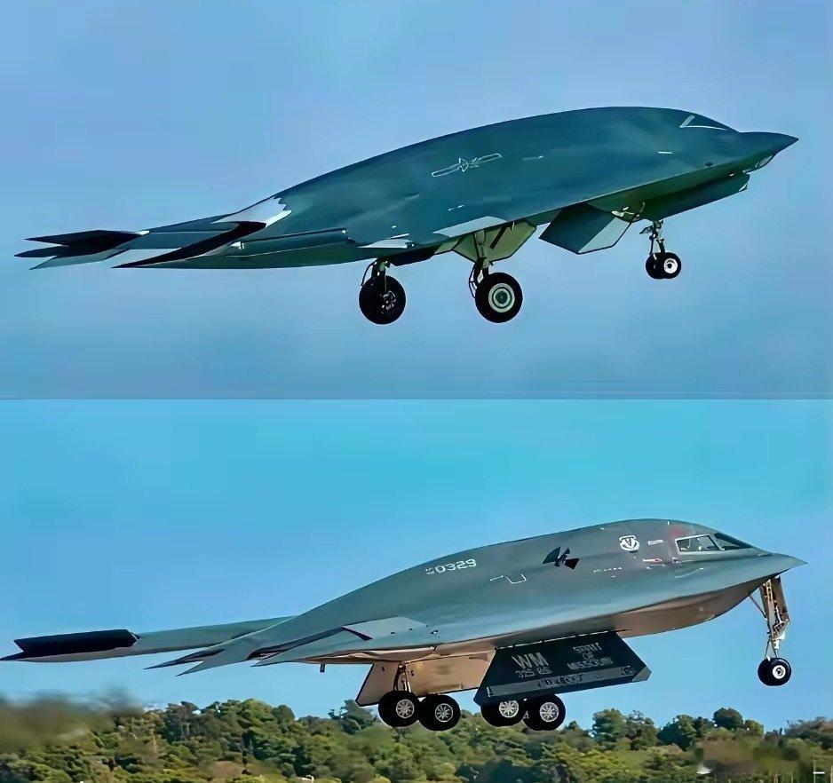 GJ-11（上）和B-2（下）的侧视对比