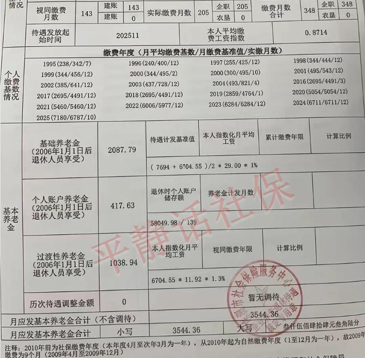 湖南株洲养老金！男性，25年10月退休，年龄60岁，缴费29年，个账5.50万