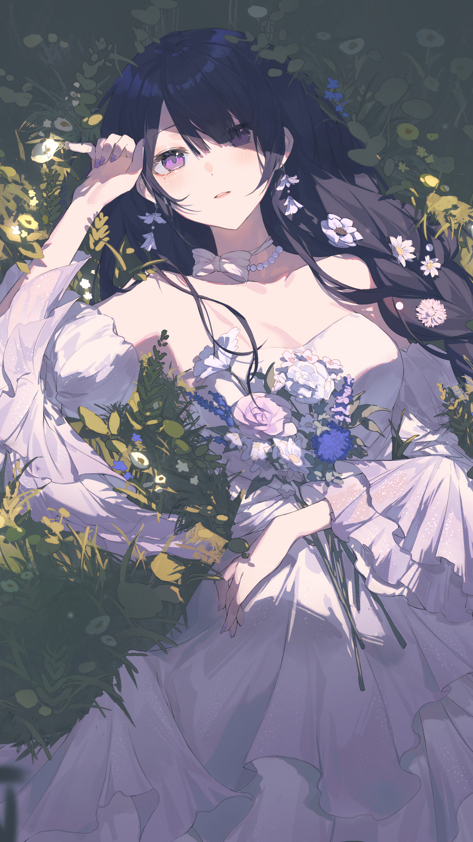 动漫少女与花