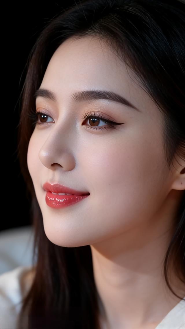 温柔甜美的侧颜，红唇轻启，仿佛在诉说着一个动人的故事💝💖🍀