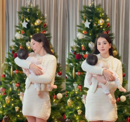 方媛这次在社交平台晒抱三女儿的照片，真的太惊艳了！1月2日她抱着三宝在圣诞