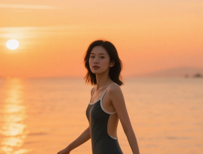 潮汐为幕，沙滩为台：泳装美女的情绪剧场