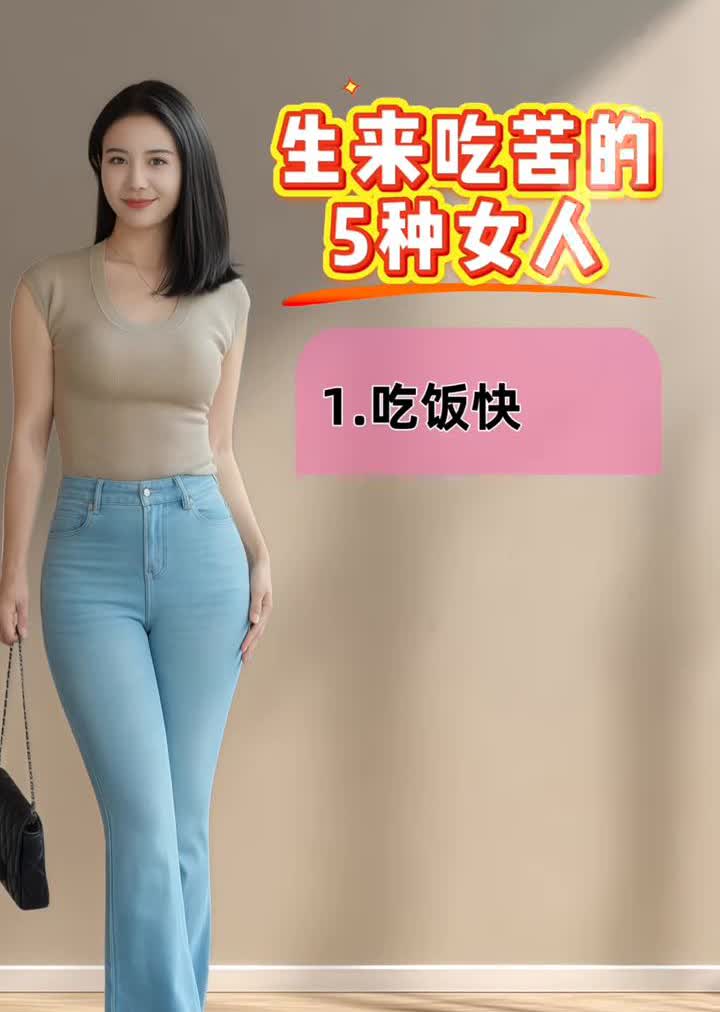 生来吃苦的5种女人。·1.吃饭快。·2.性格好。·3.脸长下巴尖。