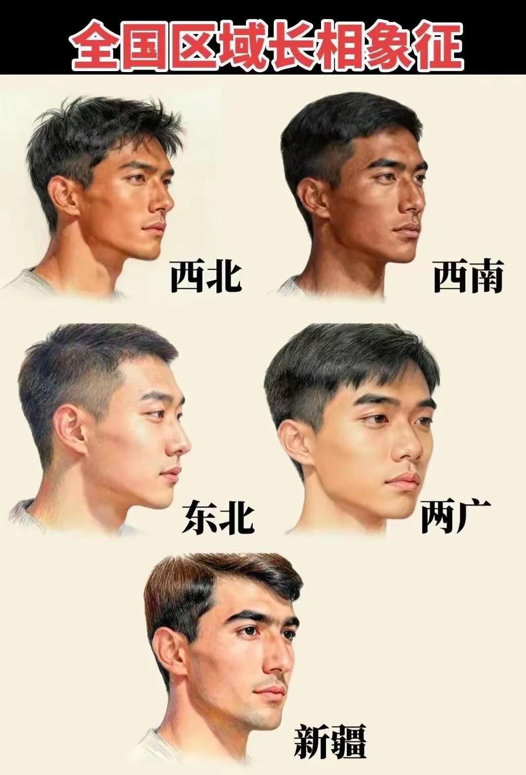 两广是全国颜值最高的地方，这是一张全国区域长相象征图，地域真的会影响人的颜值，两