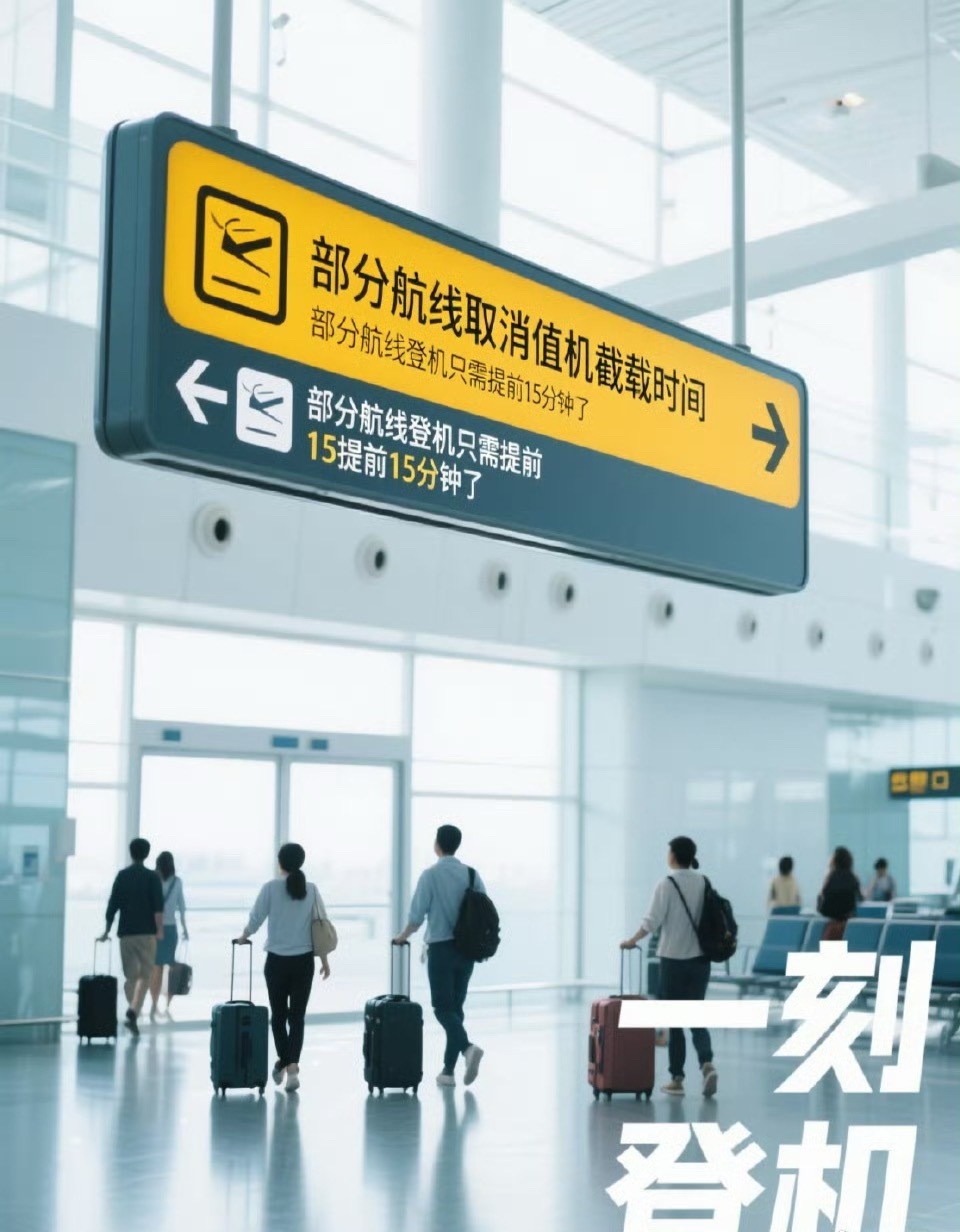 登机只需提前15分钟了这是好事，像汽车自媒体这种职业，经常飞，的确很耽误时间，这