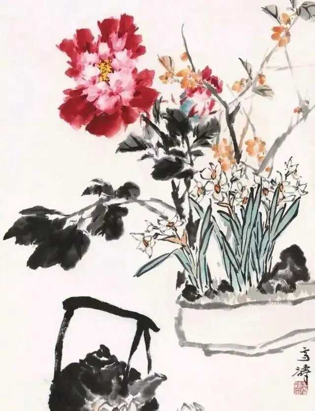 王雪涛善于描绘花鸟世界的丰富多彩和活泼生气，又精于表现画家的心灵感受和动人想象。