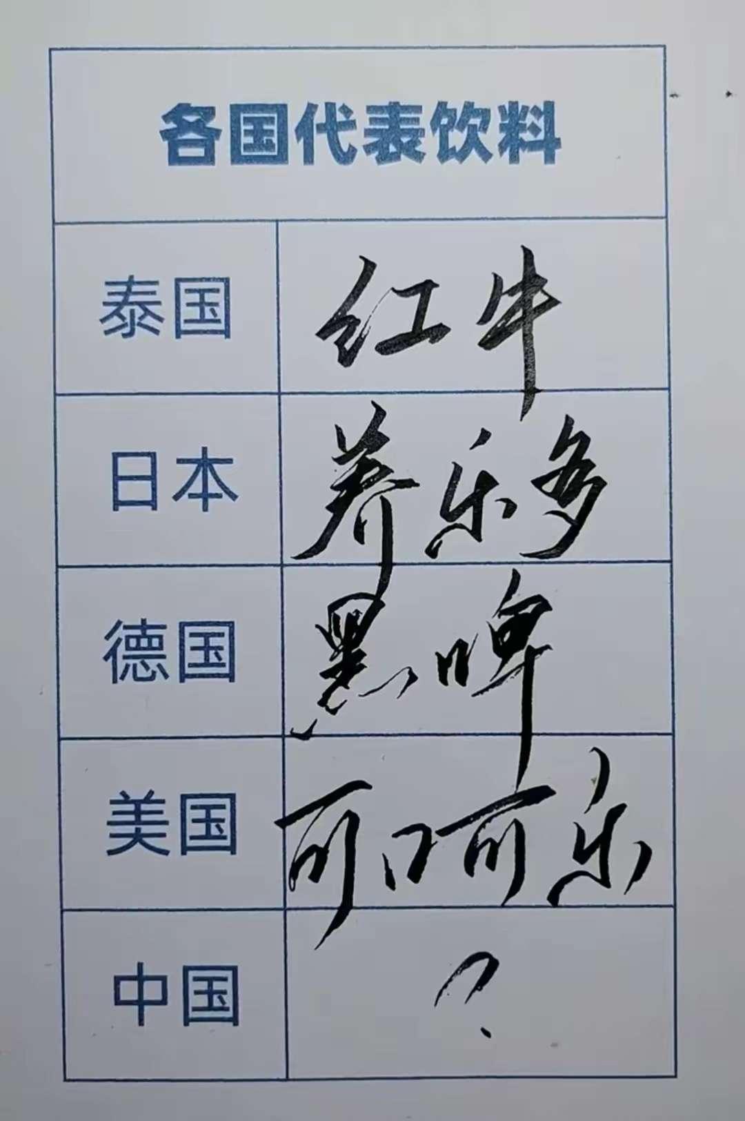 既然国外的代表饮料泰国：红牛日本：养乐多德国：黑啤美国：可口可乐那么中